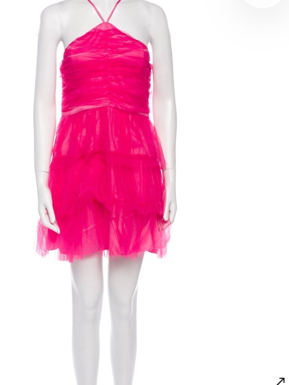 Likely Hot Pink Tulle Tiered Halter Mini Dress Size L US 10
